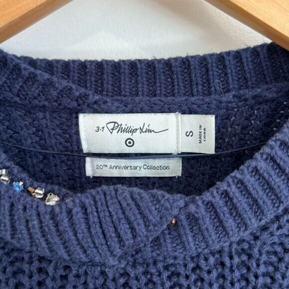 3.1 Phillip Lim 20th Anniversary Women’s Small Blue Chunky Knit Pullover Sweater - Picture 3 of 9